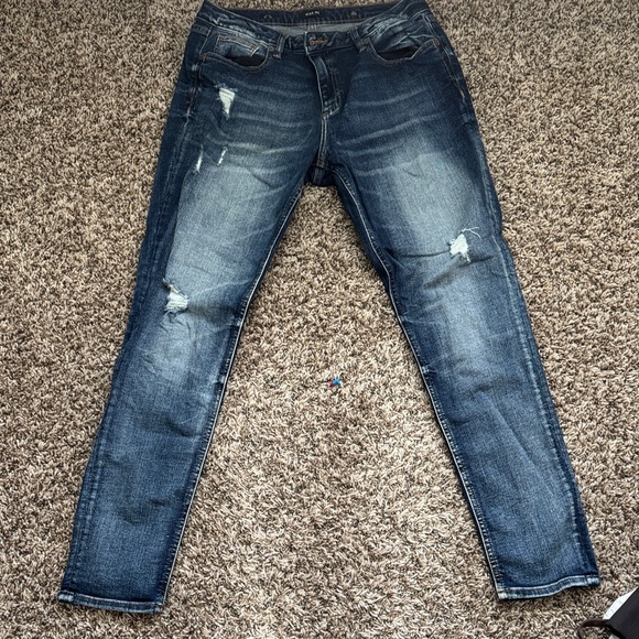 Miss Me Distressed Dark Blue Skinny Jeans - Picture 1 of 3